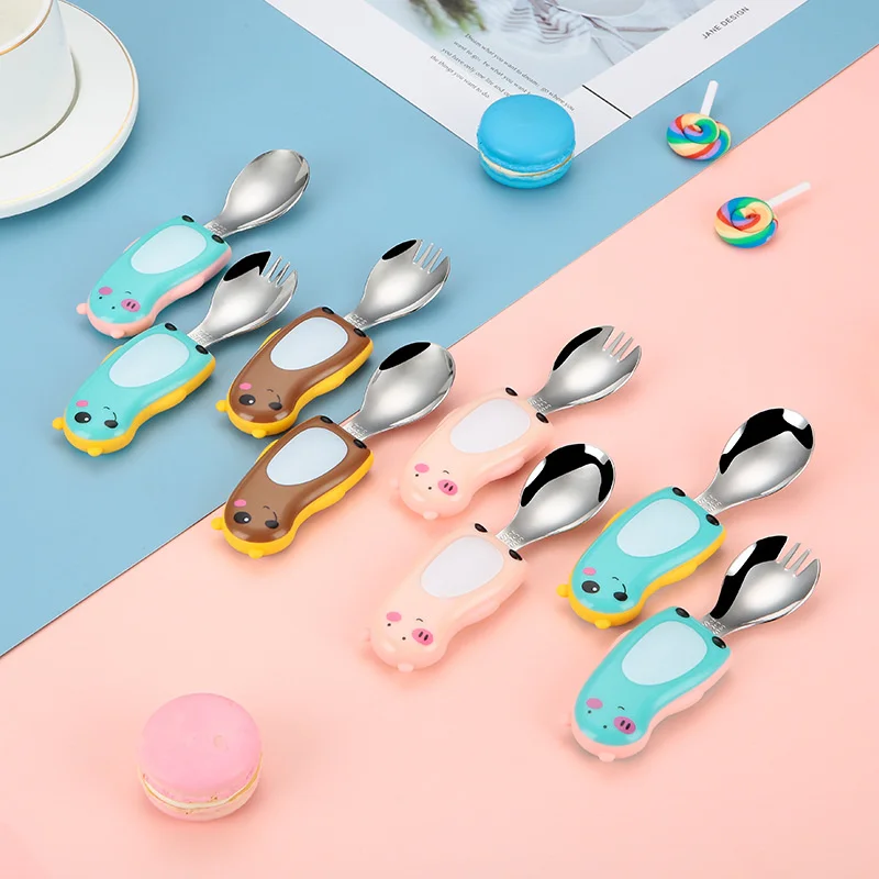 Baby Food Knife Set - 304 çocuk taşınabilir sofra seti karikatür